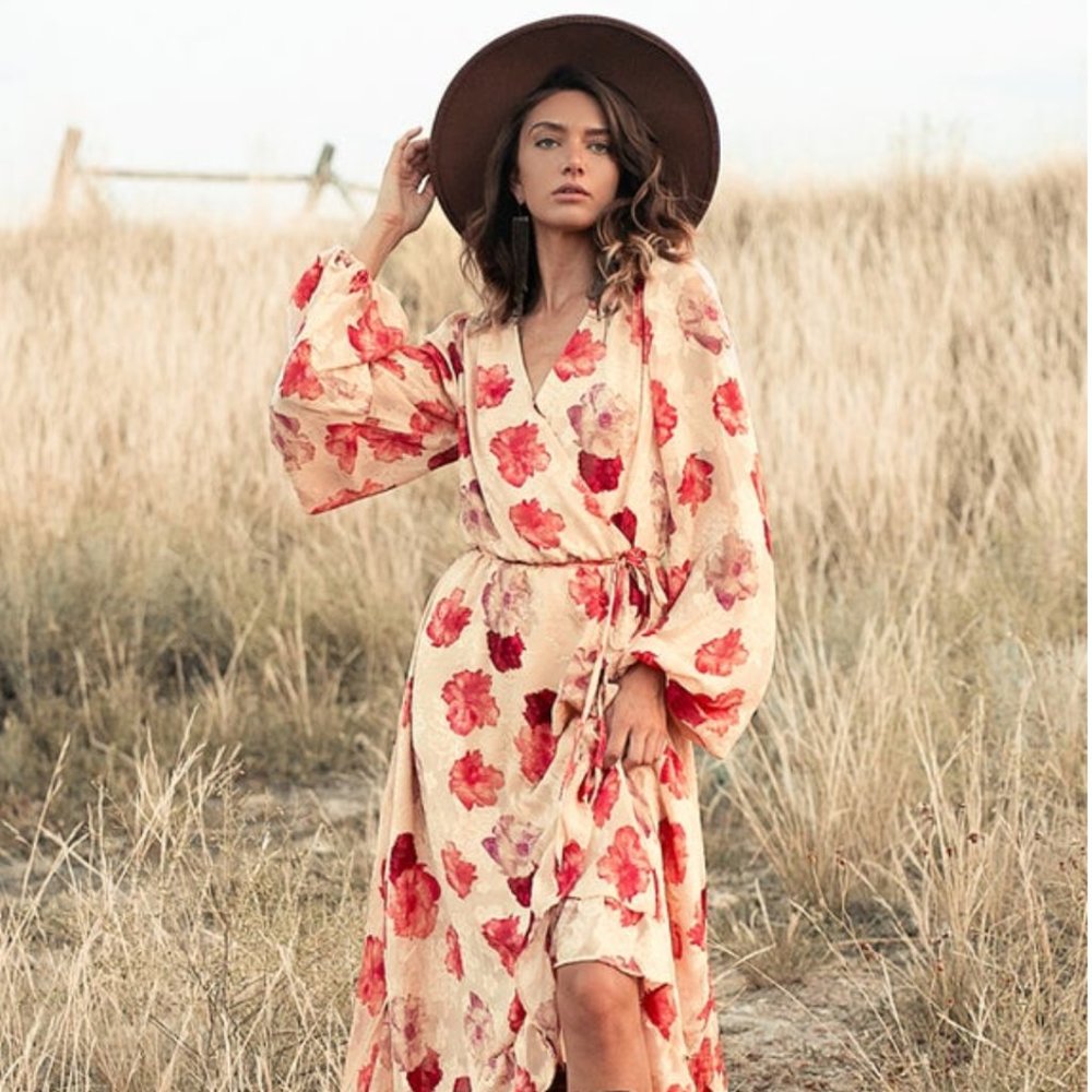 Joyfolie Ella Dress in Cream Rose